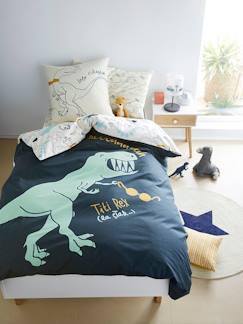 Têxtil-lar e Decoração-Roupa de cama criança-Conjunto reversível capa de edredon + fronha de almofada, para criança, tema Dinossauros