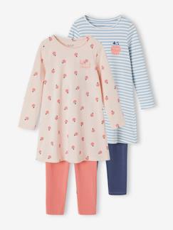 Menina 2-14 anos-Pijamas-Lote de 2 camisas de dormir "maçãs" + leggings