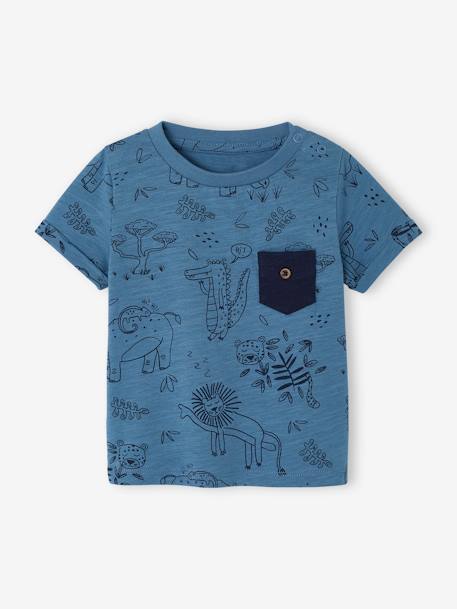 T-shirt selva, em jersey com efeito mesclado, para bebé azul 