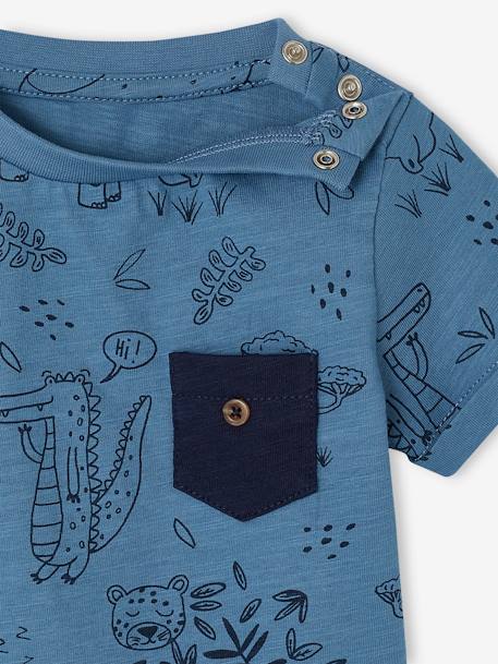 T-shirt selva, em jersey com efeito mesclado, para bebé azul 