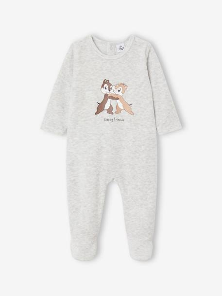 Pijama Disney® Tico e Teco, em veludo, para bebé cinza mesclado 
