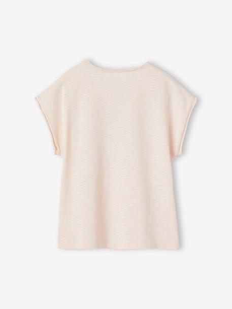 T-shirt panteras com mensagem aveludada, para menina rosa-pálido 