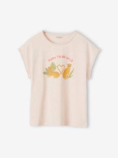 Menina 2-14 anos-T-shirt panteras com mensagem aveludada, para menina