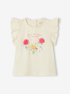 Bebé 0-36 meses-T-shirt com flores em relevo, para bebé