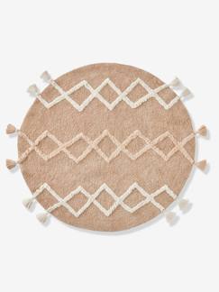Têxtil-lar e Decoração-Decoração-Tapetes-Tapete redondo estilo berbere, com pompons