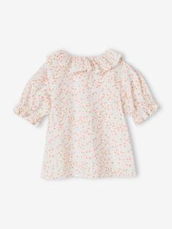 Menina 2-14 anos-Blusa com folho na gola, em gaze de algodão, para menina