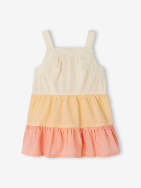 Vestido colorblock, de alças, para bebé pêssego 
