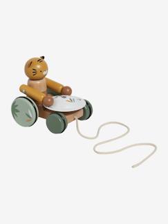 Brinquedos-Primeira idade-Tigre musical para puxar, em madeira FSC® - Tanzânia