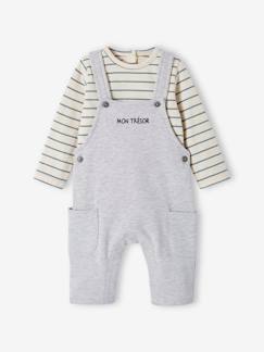 Conjunto para personalizar, camisola e jardineiras em moletão, para bebé