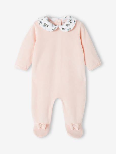 Lote de 2 pijamas em veludo, para bebé rosa-pálido 