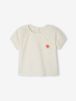 Bebé 0-36 meses-T-shirt com flor em crochet, para bebé