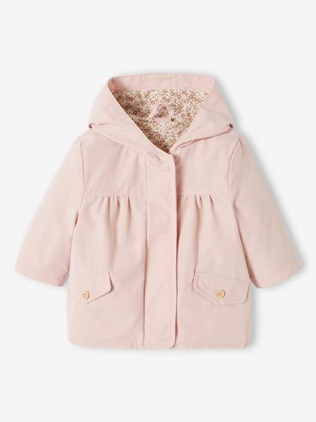 Parka 3 em 1 com casaco acolchoado amovível, para bebé rosado 