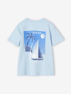 T-shirt com barco à vela grande atrás, para menino