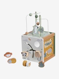 Brinquedos-Primeira idade-Primeiras manipulações-Minicubo de atividades, em madeira FSC® - Tanzânia