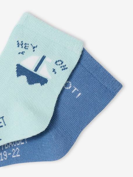 Lote de 2 pares de meias 'marujo', para bebé menino azul 