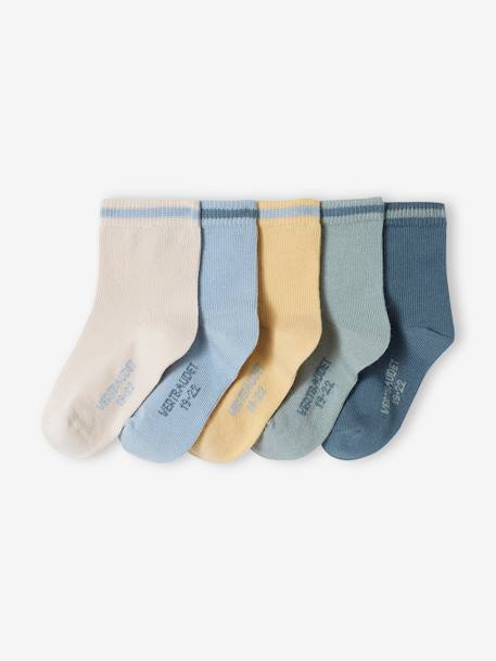 Lote de 5 pares de meias coloridas, para bebé menino azul-acinzentado 
