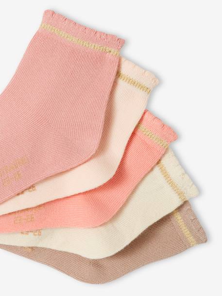 Lote de 5 pares de meias com detalhes cintilantes, para bebé menina, BASICS rosa-pálido 