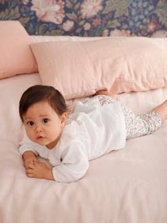 Bebé 0-36 meses-Blusa em gaze de algodão, folho na gola, para bebé