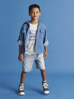 Menino 2-14 anos-Bermudas de ganga, fáceis de vestir, para menino