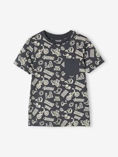 Menino 2-14 anos-T-shirts, polos-T-shirts-T-shirt com motivos gráficos de mangas curtas, para menino