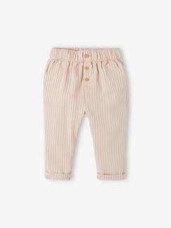Bebé 0-36 meses-Calças, jeans-Calças às riscas com cós elástico, para bebé