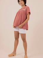 Blusa de grávida em gaze de algodão, Farah da ENVIE DE FRAISE branco+pau-rosa 