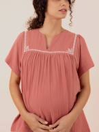 Blusa de grávida em gaze de algodão, Farah da ENVIE DE FRAISE branco+pau-rosa 