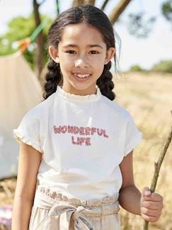 Menina 2-14 anos-T-shirt com mensagem em estampado leopardo, para menina