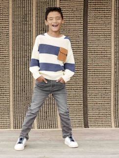 Menino 2-14 anos-Jeans-Calças direitas em moletão efeito ganga, para menino