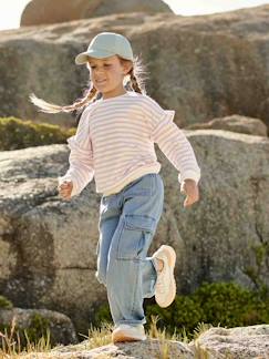 Menina 2-14 anos-Jeans -Jeans cargo loose, fáceis de vestir, para menina