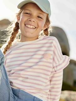 Menina 2-14 anos-Sweat estilo marinheiro, mangas com folhos, para menina