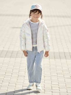 Menina 2-14 anos-Blusão leve com efeito brilhante, para menina