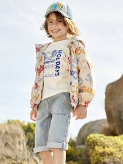 Menino 2-14 anos-Casacos, blusões-Corta-vento com capuz, estampado grafiti, para menino
