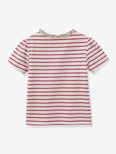 Camisola estilo marinheiro, da CYRILLUS, em tecido Liberty, algodão bio, para menina rosa-framboesa 