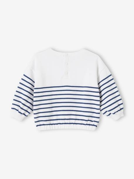 Camisola estilo marinheiro, bordada, para bebé riscas marinho 
