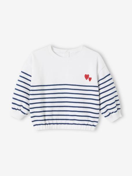 Camisola estilo marinheiro, bordada, para bebé riscas marinho 