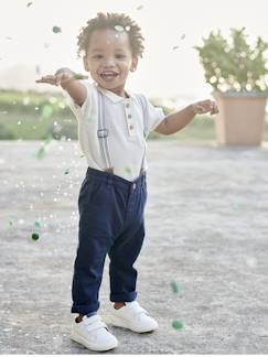 Bebé 0-36 meses-Calças, jeans-Calças lisas com suspensórios amovíveis, para bebé
