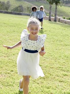 Menina 2-14 anos-Vestido de cerimónia com folhos, para menina