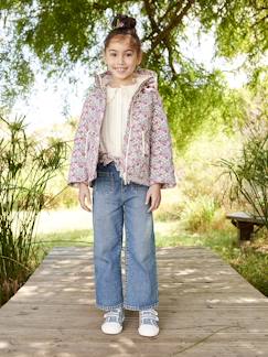 Menina 2-14 anos-Casacos, blusões-Parkas, sobretudos-Parka curta com capuz, às flores, para menina