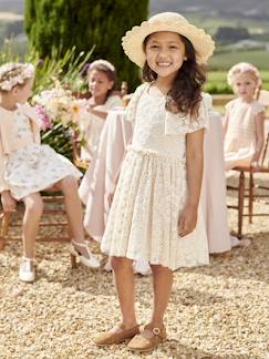Menina 2-14 anos-Vestidos-Vestido de cerimónia em tule, flores bordadas, para menina