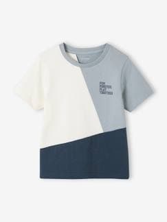 Menino 2-14 anos-T-shirt de desporto colorblock, mangas curtas, para menino