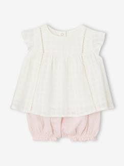 Bebé 0-36 meses-Conjuntos-Conjunto vestido bordado e calções bloomer, para recém-nascido