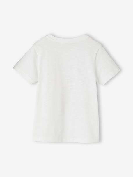 T-shirt com animal engraçado, para menino branco+cru+terracota 