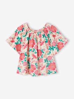 Menina 2-14 anos-T-shirts-T-shirts-Blusa com mangas borboleta, para menina