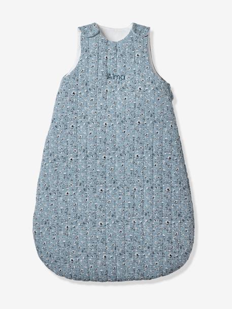 Saco de bebé personalizável, sem mangas, em gaze de algodão, INDIA azul estampado 