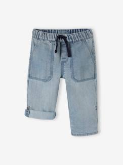 Menino 2-14 anos-Calças curtas indestrutíveis, em ganga, transformáveis em bermudas, para menino