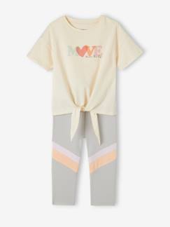 Menina 2-14 anos-Calças -Conjunto desportivo com T-shirt 2 em 1 e corsários, para menina