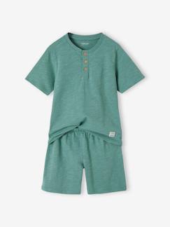 Pijama personalizável, em malha com efeito mesclado, para menino