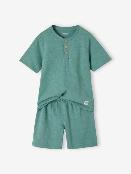 Pijama personalizável, em malha com efeito mesclado, para menino verde-esmeralda 