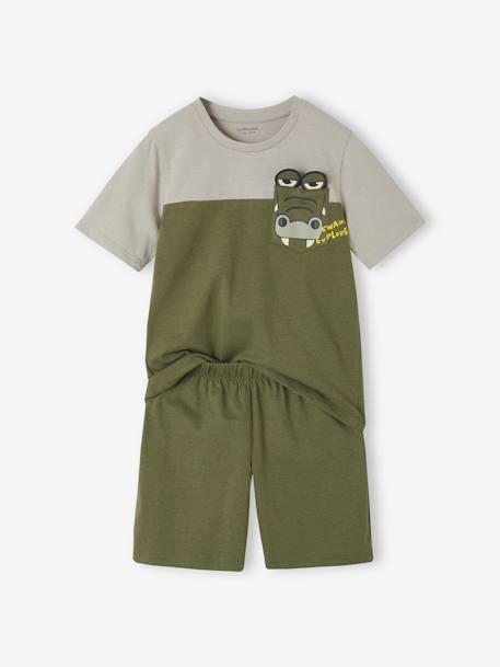 Pijama crocodilo, para menino azeitona 